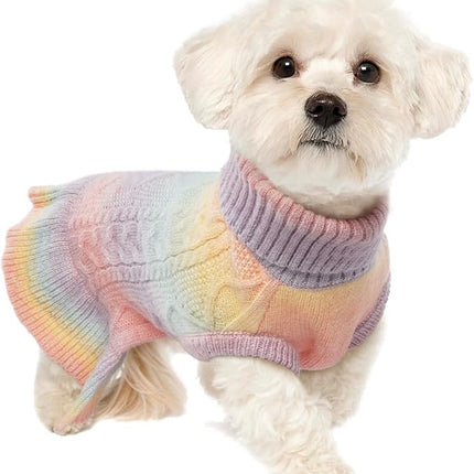 Lelepet Dog Sweater Turtleneck Knitwear Sweatshirt Cable Knit Warm Dress for Small Medium Large Dogs Puppy Fall Sweater, Pug, Pomeranian, M