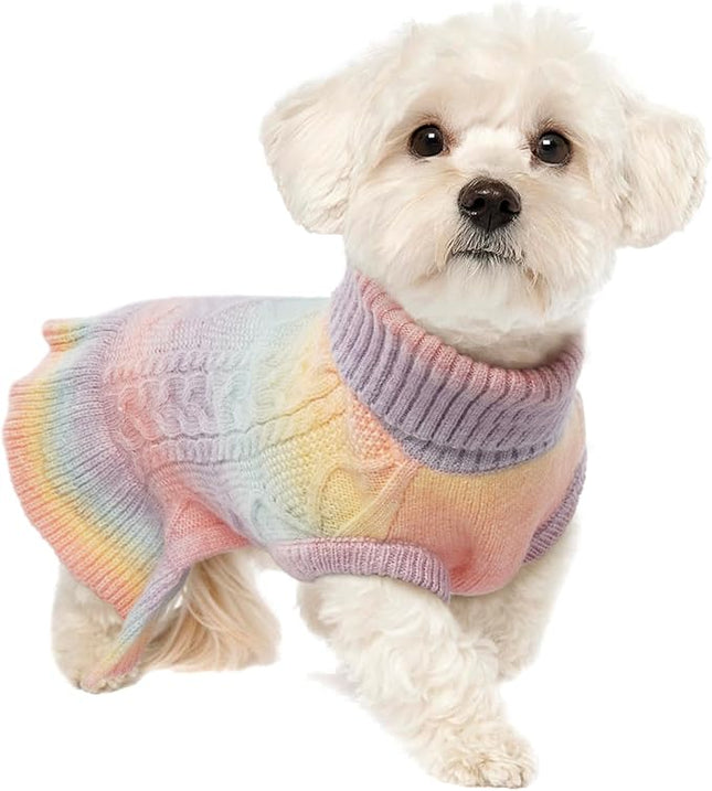 Lelepet Dog Sweater Turtleneck Knitwear Sweatshirt Cable Knit Warm Dress for Small Medium Large Dogs Puppy Fall Sweater, Dachshund, Shih Tzu, L