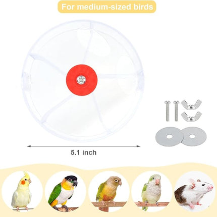 Bird Creative Foraging System Wheel Seed Food Ball Rotate Training Toy for Small and Medium Parrots Parakeet Cockatiel Conure (Clear)