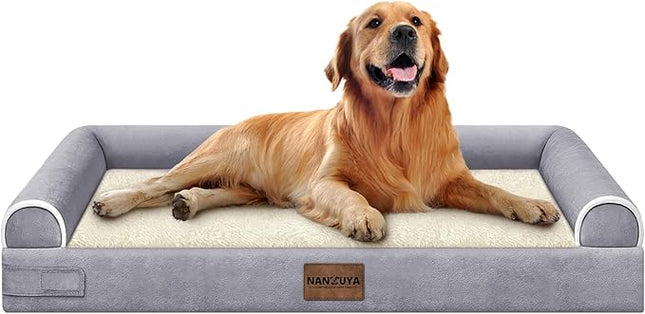 Large Dog Bed Orthopedic Washable: Beds Bolster XL Bed Big XLarge Dogs Egg Crate Foam Couch Sofa Waterproof with Removable Cover - Purple