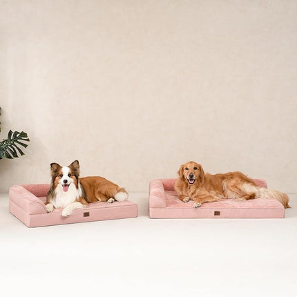 EHEYCIGA Memory Foam Dog Bed XXL, Giant Dog Bed Orthopedic with Washable Removable Cover, Waterproof Pet Bed Couch for Jumbo Dogs, 48x36x7 Inches, Pink