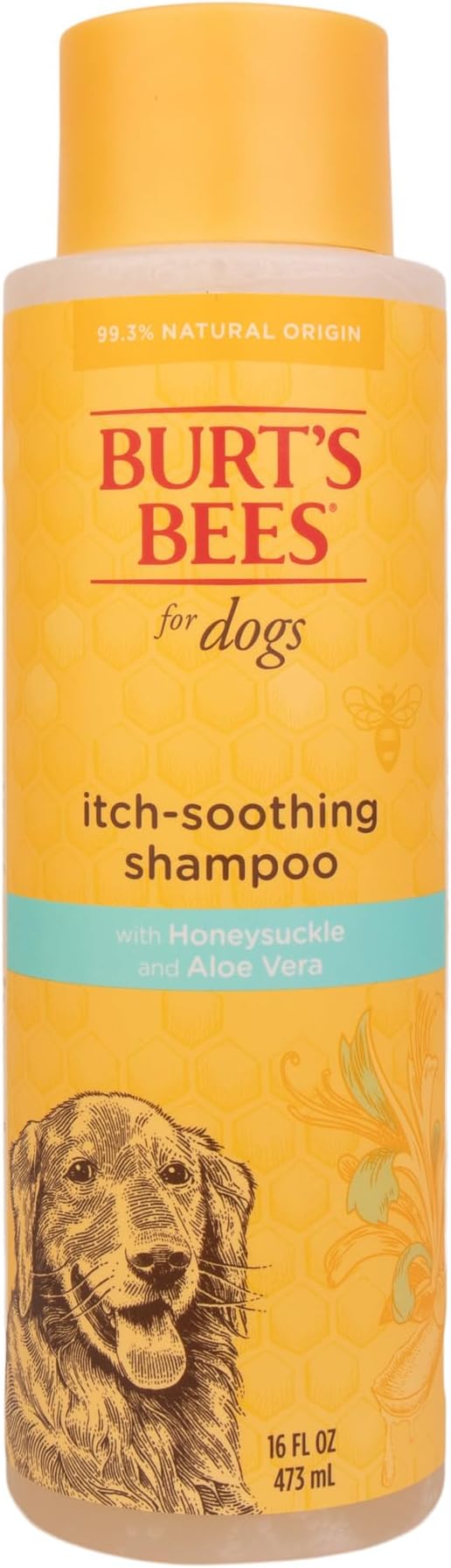Burt's Bees for Pets Itch Soothing Shampoo with Honeysuckle, 95% Natural Origin Formulas, Dog Cleanser Wash for Itchy Dogs, Skin Relief, 16 oz