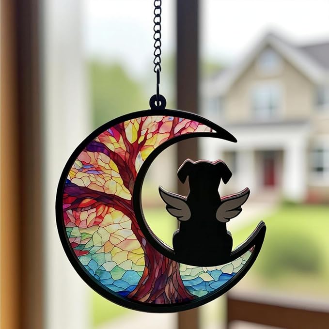 Ettonsun DIY Dog Angel Memorial Sun Catcher, Memorial Gifts for Loss of Dog Sympathy Gift, Pet Memorial Gifts for Dogs(B)