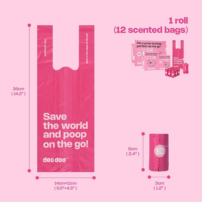 Dog Poop Bags with Handles 30 Rolls 360 Counts Big Sizes Leak Proof and Extra Thick Waste Bags Refill Rolls for Walking Small Medium Large Dogs Cats Litter Rose Scented