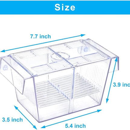 Fish Breeding Box Aquarium Holding Tank Transparent Fish Isolation Box Acclimation Hatchery Incubator Breeder for Betta Shrimp Clownfish Guppy