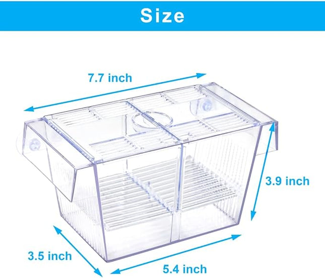 Fish Breeding Box Aquarium Holding Tank Transparent Fish Isolation Box Acclimation Hatchery Incubator Breeder for Betta Shrimp Clownfish Guppy