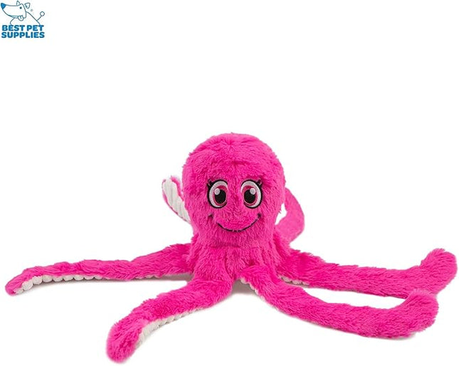 Best Pet Supplies Interactive Squeaky Dog Chew Toy, Ideal Dog Toys for Chewers, Small, Medium & Large Dogs, and Fetch Lovers - Octomutant (Fuchsia, Purple, Turquoise), Large