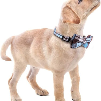 Faleela Soft &Comfy Bowtie Dog Collar,Detachable and Adjustable Bow Tie Collar,for Small Medium Large Pet (M, Blue)