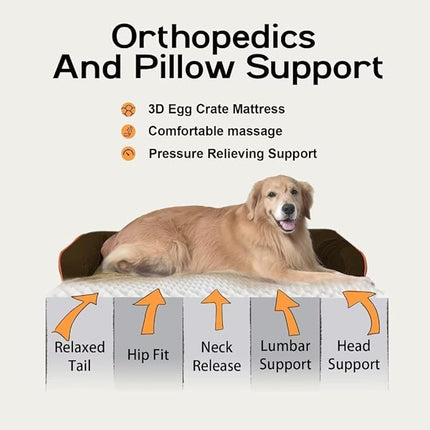 Small Dog Bed Waterproof Orthopedic Dog Beds for Medium Sized Dogs Comfy Pet Cat Bed with Sides, Washable Removable Cover