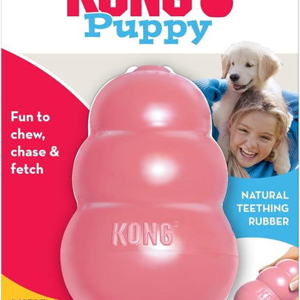 KONG - Puppy Toy Natural Teething Rubber - Fun to Chew, Chase and Fetch - for Medium Puppies - Pink