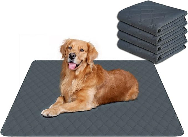 RIOUSSI Washable Pee Pads for Dogs, Reusable, Absorbent, Leakproof, Non Slip Pet Puppy Pads for Potty Training. Dark Gray, 31x36 Inch(4pack)