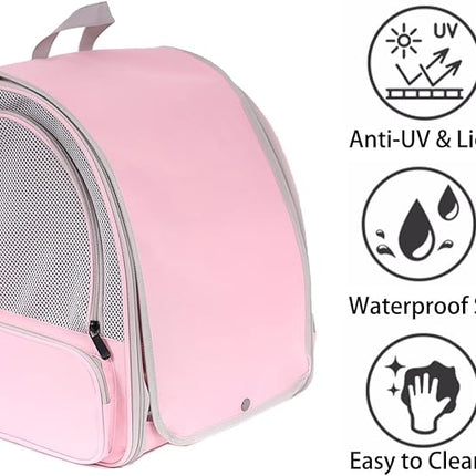 Bird Carrier Backpack with Wooden Stand Perch, Vented and Breathable Bag to Carry Parakeet Cockatiel Conure Parrot (Pink, Bird Backpack)