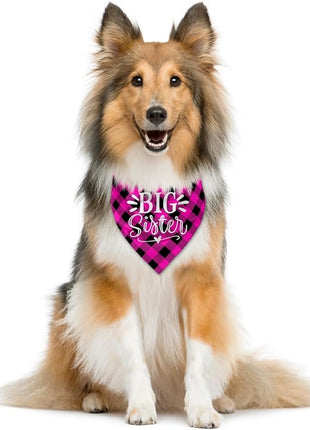 Big Sister Dog Bandana, Buffalo Plaid Pet Scarf, Pet Scarf Accessories, Baby Announcement Dog Bandana, Dogs Bandana Gift for Small Medium Large