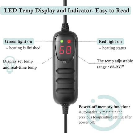 HITOP Compact Submersible Aquarium Heater - 300W Digital Heater for Fish Tank Turtle Tank 45-70 Gallon, Saltwater and Fresh Water with Temperature Controller (300W)