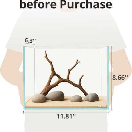 NICREW 2.5 Gallon Nano Nature Aquarium Kit, Ultra-Clear Rimless Desktop Fish Tank with Light and Filter, Perfect for Small Fish, Shrimp, or Betta, Basic Version, Clear