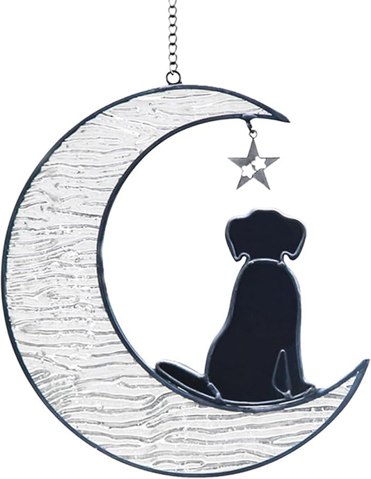 Stained Glass Dog Memorial Gifts for Dog Lovers, Pet Memorial Gifts Dog Decor Stained Glass Window Hanging Suncatcher for Window Loss of Dog Sympathy Gift Pet Loss Gifts for Mom, Grandma