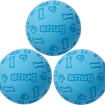 Snug Rubber Dog Balls for Small and Medium Dogs - Tennis Ball Size - Virtually Indestructible (3 Pack - Blue)