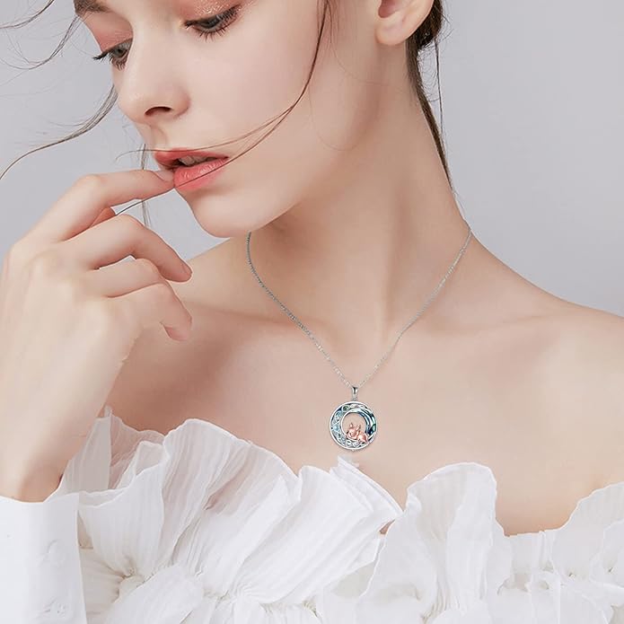 VONALA French Bulldog Guinea Pig Fox Sloth Necklace 925 Sterling Silver Cute Animal Heart Pendant Jewelry Gifts for Women