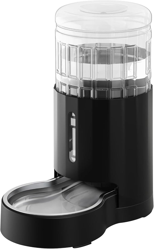 CZPET Automatic 4L/1Gal/135Oz Cat Water Dispenser with Stainless Steel Bowl, Gravity Waterer for Small Medium Dog Puppy Kitten (Black)