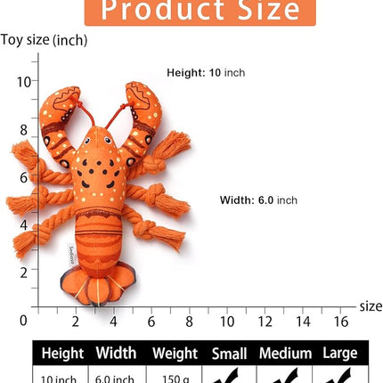 Dog Toys, Dog Plush Toy for Large Breed, Cute Squeaky Dogs Toy with Crinkle Paper, Puppy Chew Toy for Small, Middle, Large Breed (Lobster)
