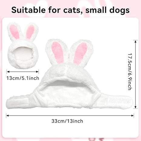 Cat Bunny Rabbit Ears Hat Costumes, Rabbit Ears for Dogs Party Costume Easter, Pet Accessory Cute Headwear, Easter Pet Costume for Cats Small Dogs Puppy (White)