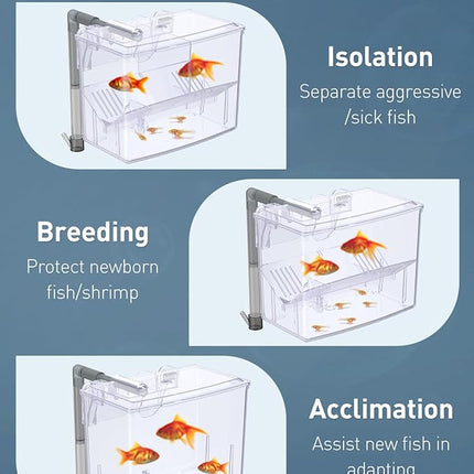 Pawfly Aquarium Breeding Box Fish Tank Hatchery Incubator Acrylic Breeder Box for Baby Fish Shrimp Betta Clownfish Small Isolation Box for Aggressive Fish Guppy