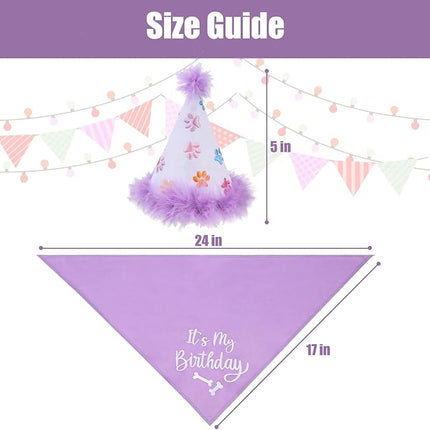 BINGPET Dog Birthday Bandana Scarf and Reusable Hat with 0-8 Figures,Cute Puppy Dog Birthday Outfit Party Supplies Gift for Small Medium Large Dogs Girl(Large)