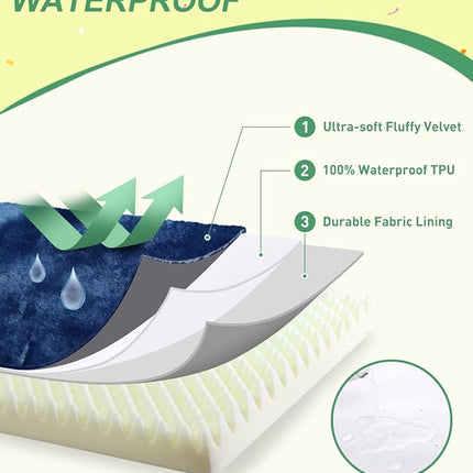 KSIIA Orthopedic Dog Crate Bed Waterproof Dog beds for Extra Large Dogs Deluxe Plush Washable Pet Mat with Egg Crate Foam & Removable Cover, 47 x 29 Inch, Blue