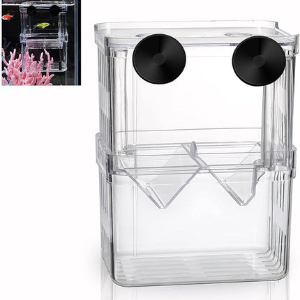 Boxtech Aquarium Fish Tank Hatchery Incubator Breeding Box, Acrylic White Breeder Isolation Divider Hatching Boxes Accessory Small Baby Fishes Shrimp Clownfish Guppy
