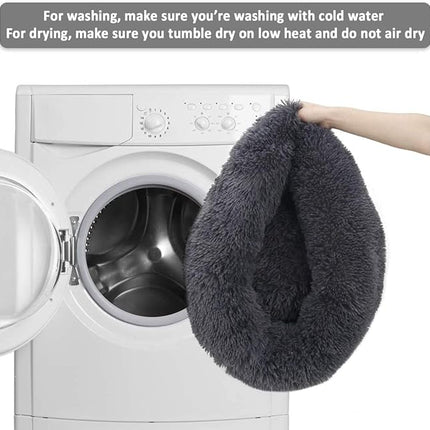 Cat Beds for Indoor Cats - Small Dog Bed Washable 24 inches, Anti Anxiety Round Fluffy Plush Faux Fur Pet Bed, Thick Bottom (Dark Grey, Large 24" L x 24" W)