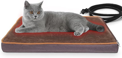 NAMOTEK Outdoor Heated Pet Bed for Cats Dog in Winter with Orthopedic Foam Base Auto Constant Temperature Electric Heating Pad & Waterproof Liner for Dog House Cabin Cot Doorway(19.7"Lx15.7"Wx1.7"Th)