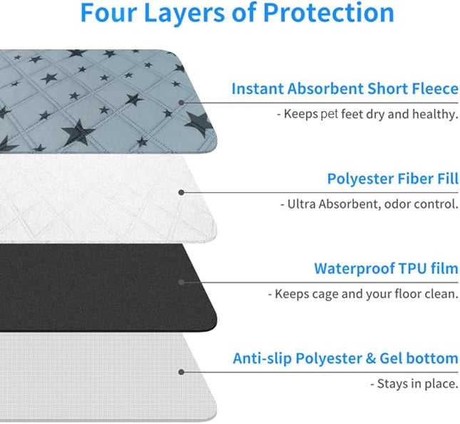 RIOUSSI Washable Pee Pads for Dogs, Reusable, Absorbent, Leakproof, Non Slip Pet Puppy Pads for Potty Training. Gray Stars, 48x65 Inch(1pack)