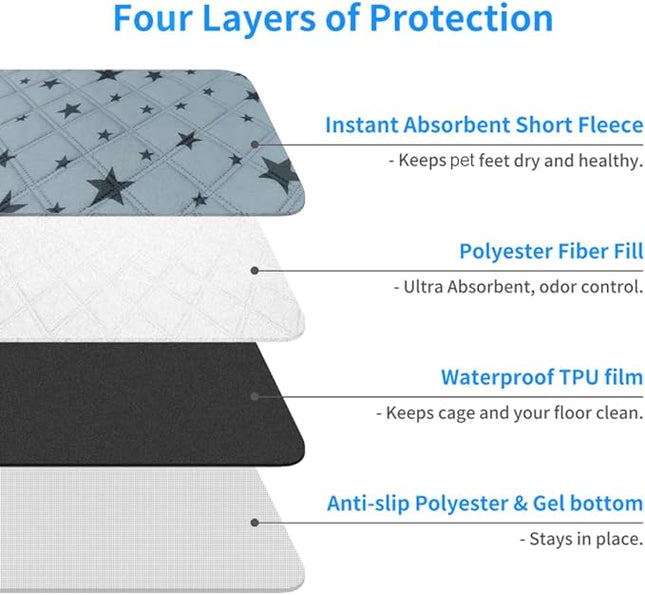 RIOUSSI Washable Pee Pads for Dogs, Reusable, Absorbent, Leakproof, Non Slip Pet Puppy Pads for Potty Training. Gray Stars, 20x28 Inch(6pack)