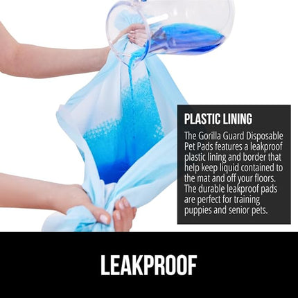 Gorilla Guard Disposable Puppy Pads, 100 Count 22x22 in, 5 Layer Pee Pads for Dogs, Absorbent Diaper Changing Pad, Dog Potty Training Supplies, Quick Dry Pet Housebreaking Essentials for Puppies