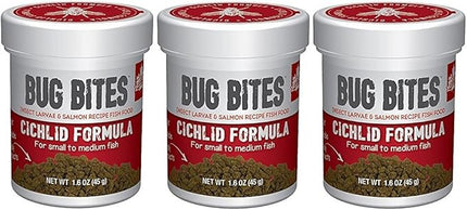 Fluval (3 Pack) Bug Bites Cichlid Formula for Small/Medium Fish (1.6 oz. Per Bottle)