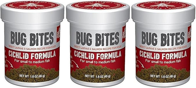 Fluval (3 Pack) Bug Bites Cichlid Formula for Small/Medium Fish (1.6 oz. Per Bottle)