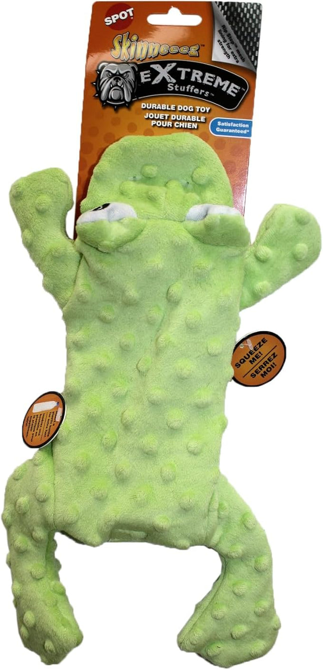 SPOT Skinneeez Extreme Stuffers Frog - Stuffing Free Dog Toy With Squeaker & Rip Stop Mesh Lining for Durability - Insert Plastic Bottle for Extra Crunch, For Small to Medium Puppies & Dogs - 14in