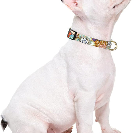 Rnivvi Dog Collar for Small Dogs, Cute Heavy Duty Adjustable Puppy Collar with Quick Release Buckle for Boy Girl & Female, Pet Accessories for Walking Running, S Length 3/4" Width, Colorful Mandala