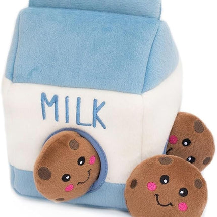 ZippyPaws Burrow- Interactive Dog & Puppy Toys for Boredom, Stimulating Pet Products to Keep them Busy, Hide & Seek Plush Puzzles, Squeaky Toy for Enrichment, For Small & Medium Dogs- Milk and Cookies