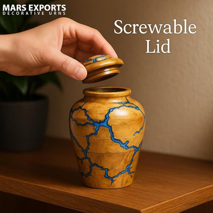 Handcrafted Wooden Urn for Human Ashes Adult Male - Small Decorative Urn for Ashes for Women & Men - Funeral & Burial Urn - Holds Up to 20lbs (Small)