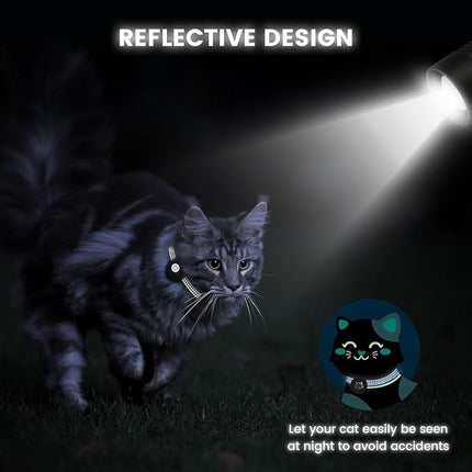 Apple AirTag Cat Collar, GPS Tracker with Reflective Breakaway Holder and Bell, Lightweight for Cats (Black/Gray)