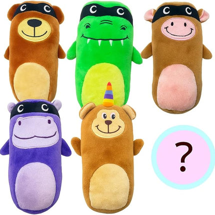 Jalousie 5 Pack Tough Plush Animal Dog Toys Assortment Value Bundle Dog Squeaky Toys Assortment Puppy Pet Mutt Dogs Toy Squeak Toy for Snall Medium Large Breeds (6 Pack Surprise Mix)