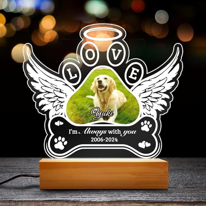 Personalized Pet Memorial Gifts - in Memory of Dog Night Lights, Custom Dog Memorial Gifts for Loss of Dog, Pet Loss Gifts, Memorial Plaques for Dogs, Pet Sympathy Gifts