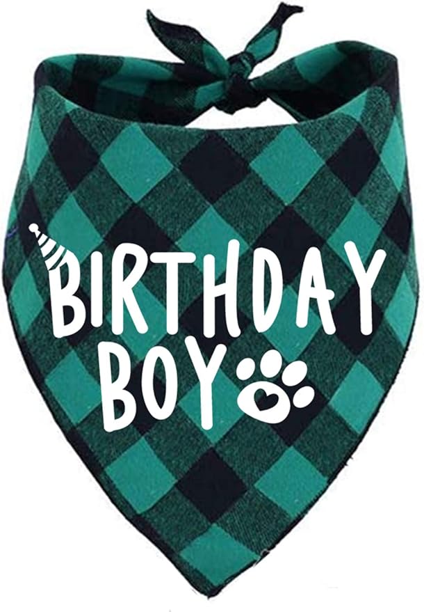 Birthday Boy Dog Bandana Green
