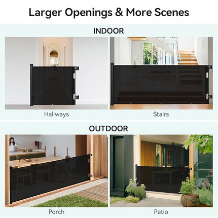 COMOMY 118" Retractable Baby Gates Extra Wide, Retractable Dog Gate for Large Openings, Extra Long Dog Gates for The House, Extra Large Mesh Pet Gate for Stairs, Doorways, Hallways, Indoor&Outdoor