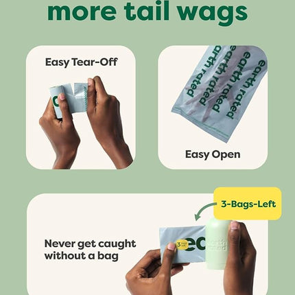 Earth Rated Poop Bags for Dogs, Guaranteed Leak Proof and Extra Thick Waste Bag Refill Rolls, Peach and Lotus, 280 Count