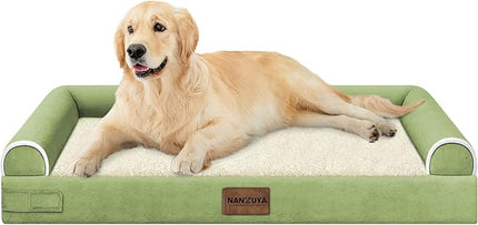 Large Dog Bed Orthopedic Washable: Beds Bolster XL Bed Medium Large Dogs Egg Crate Foam Couch Sofa Waterproof with Removable Cover - Grass Green