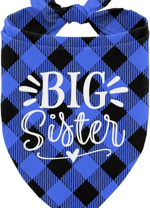 Big Sister Dog Bandanas, Buffalo Plaid Pet Scarf, Pet Dogs Scarf Accessories, Baby Announcement Dog Bandana, Dogs Bandana Gift for Small Medium Large(B18)