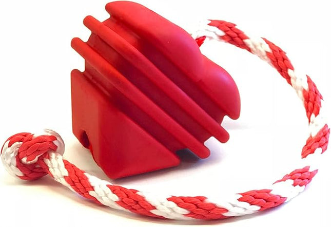 SodaPup MuttsKickButt Heart on a String – Durable Dog Tug Toy, Chew Toy, & Treat Dispenser Made in USA from Non-Toxic, Pet-Safe, Food Safe Natural Rubber for Bonding, Exercise, Training, & More