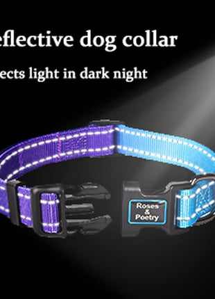Roses&Poetry Reflective Dog Collar with Gradient Violet, Adjustable Durable Pet Collars for Small Medium Large Dogs (Violet-S)